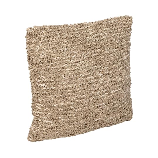 Hello Honey® 20" Brown Woven Cotton Blend Bouclé Pillow